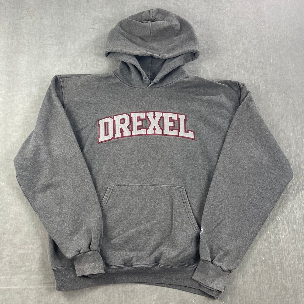 Drexel University Champion Mens Large Gray Hoodie‎ Graphic Pullover Sweatshirt